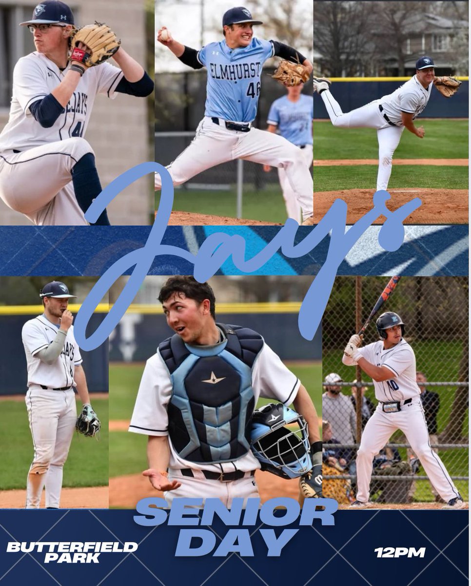 Elmhurst University Baseball (@elmhurstu_bsb) on Twitter photo Today, we play for our seniors! Come join us at Butterfield Park at noon as we celebrate our 6 seniors and their impact on Bluejay Baseball! Today, we play for our seniors! Come join us at Butterfield Park at noon as we celebrate our 6 seniors and their impact on Bluejay Baseball!