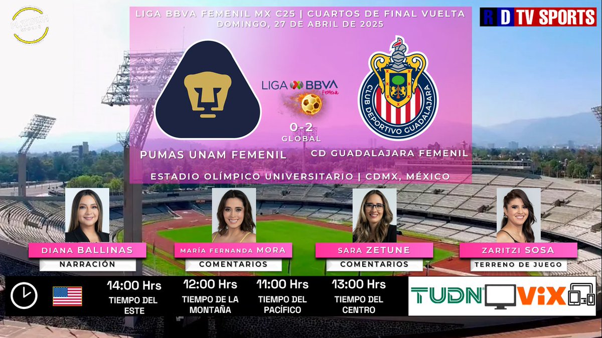 ramonovic09's tweet photo. ๐ฒ๐ฝ #LigaBBVAFemenilMX #C25 #CuartosDeFinal Vuelta | @PumasMXFemenil ๐ @ChivasFemenil
#Pumas #Chivas
๐๏ธ Hoy
๐บ๐ธโฐ 14:00 Hrs ET, 11:00 Hrs PT
๐บ @TUDNUSA
๐ฑ๐ป @VIX
๐ค @DBallinas
๐ค๐ @marifermora90
๐ค๐ @Sarela8
๐คโณ๏ธ @zaritzisosa
๐คณ #EllasEnTUDN #UNAMGDL https://t.co/PMKuEXFD9A