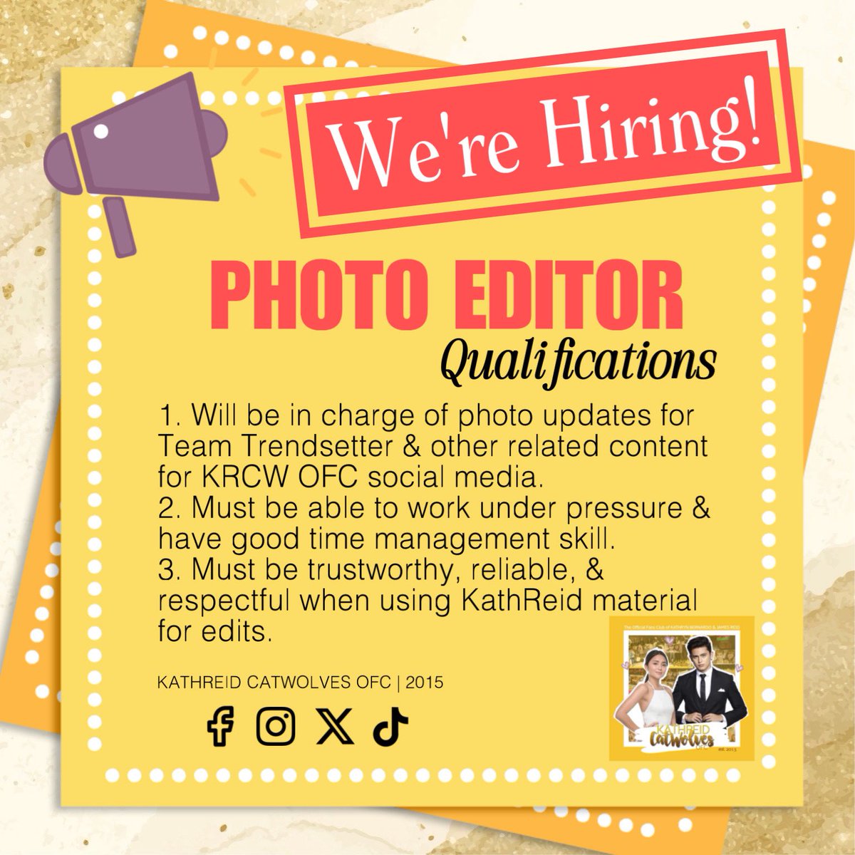 KRCWOfficial's tweet photo. Please check the designated qualifications list to see if you’re the right fit!

To apply, contact KRCW OFC by DM-ing us. 📩

@bernardokath @tellemjaye 
#KathReid #KathrynBernardo #JamesReid https://t.co/7EotbRXFiq