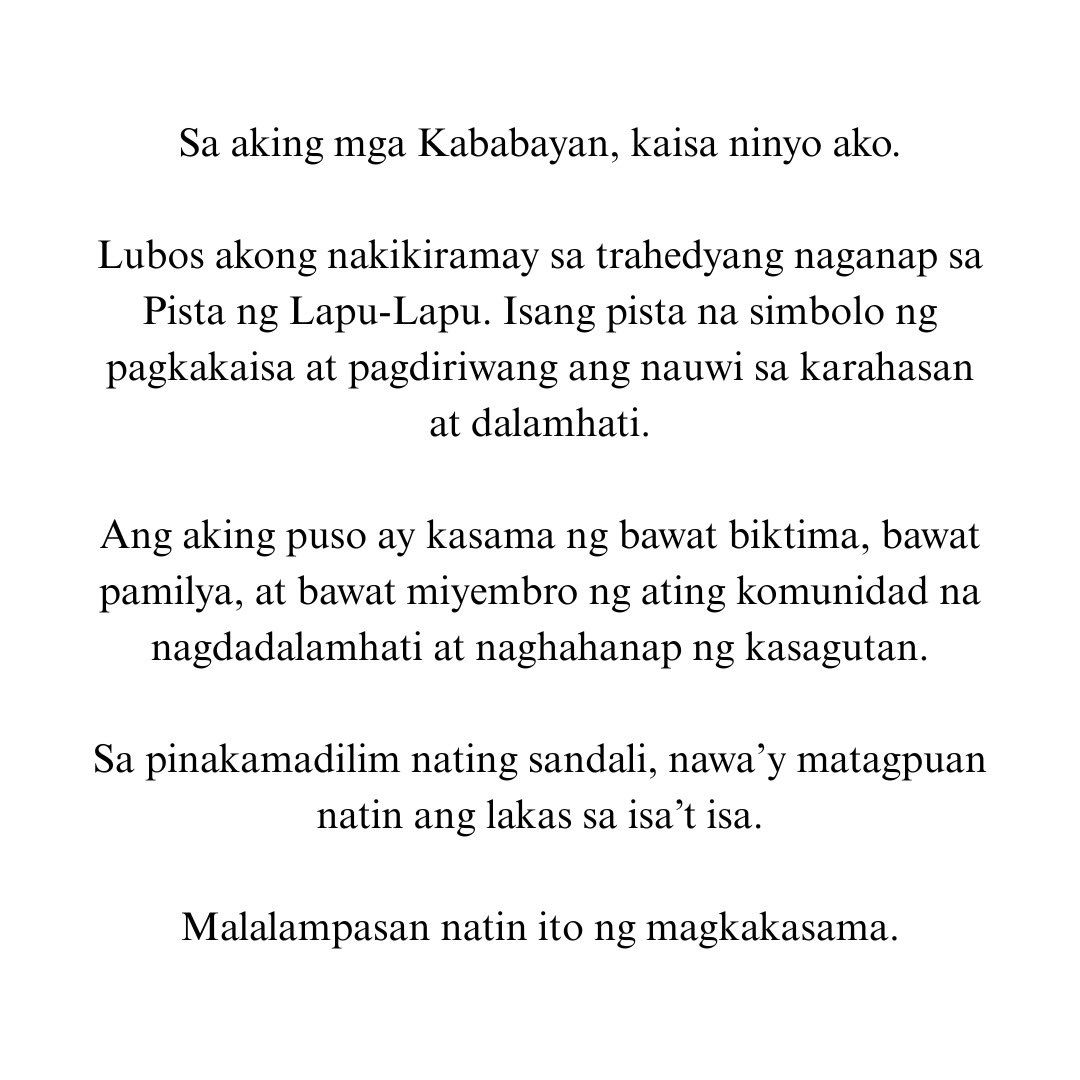 To all my Kababayans, I am with you. Sa aking mga Kababayan, kaisa ninyo ako.