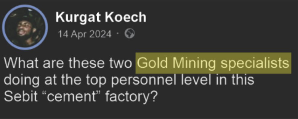 FGaitho237's tweet photo. BECAUSE GENERAL FRANCIS OGOLLA WAS UNHAPPY ABOUT THE SECRET GOLD MINING IN SEBIT FACTORY UNDER THE GUISE OF CEMENT CLINKER
Thread โฆ../.
Dear (Y.E) Your Excellencies Wananchi; Art.1(1)
#LuoLivesMatter
#MilitaryLivesMatter ย
#WhoKilledOgolla ย ย
#WeAreOne
ย
On this Episode 8/30 โ Mens Rea (the motive of the killer/s)- , I will provide you with four (4) clear irrefutable reasons as to why the deceptive SEBIT cement GOLD Factory in West Pokot, is included as one of the three files in the folder Mens-Rea.
See the 11 (eleven) corroborative attached images for proof, from mainstreamchietha (githeri media) and social media. Their respective sources are duly included for verification purposes.
Our key interest, should be on the covert technic of laid bait (statement of provocation), amplified by the complicit githeri media.