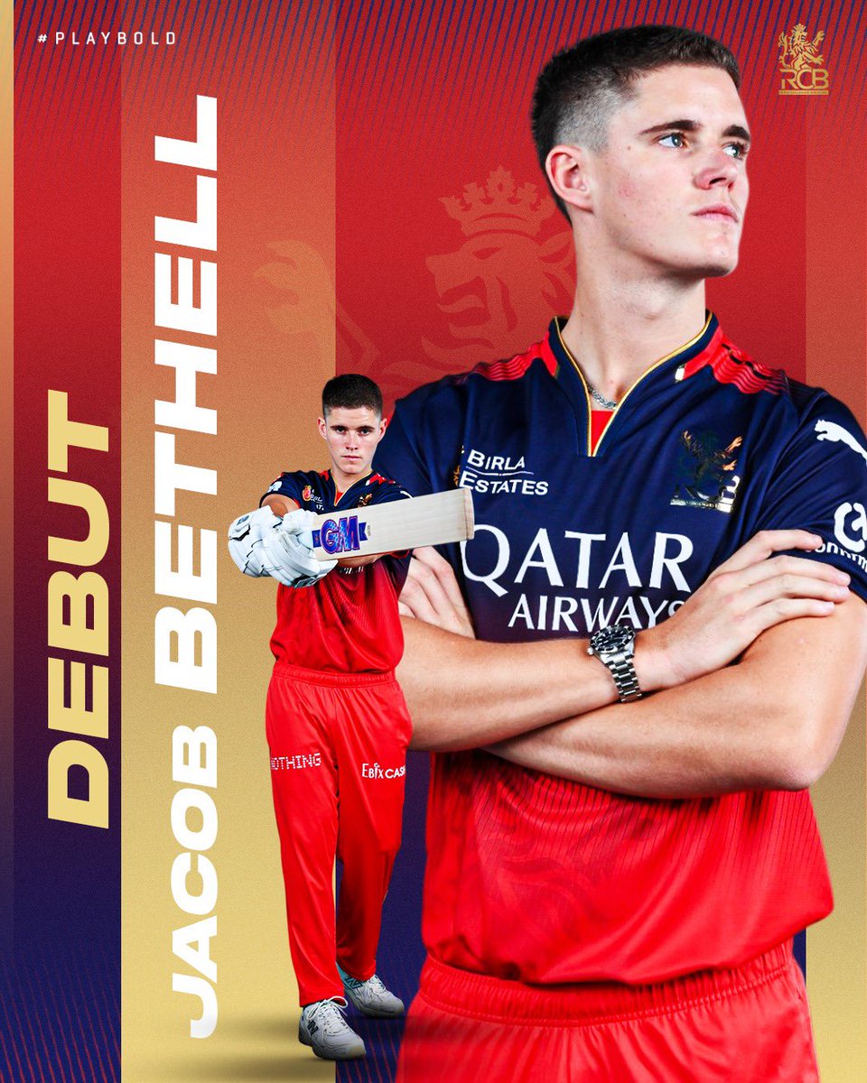 RCBTweets's tweet photo. Peaky Bethell plays today. 😎

Go well, Champ! Show ‘em what you’ve got. 💪

#PlayBold #ನಮ್ಮRCB #IPL2025 #DCvRCB https://t.co/A8XKEOEg6g