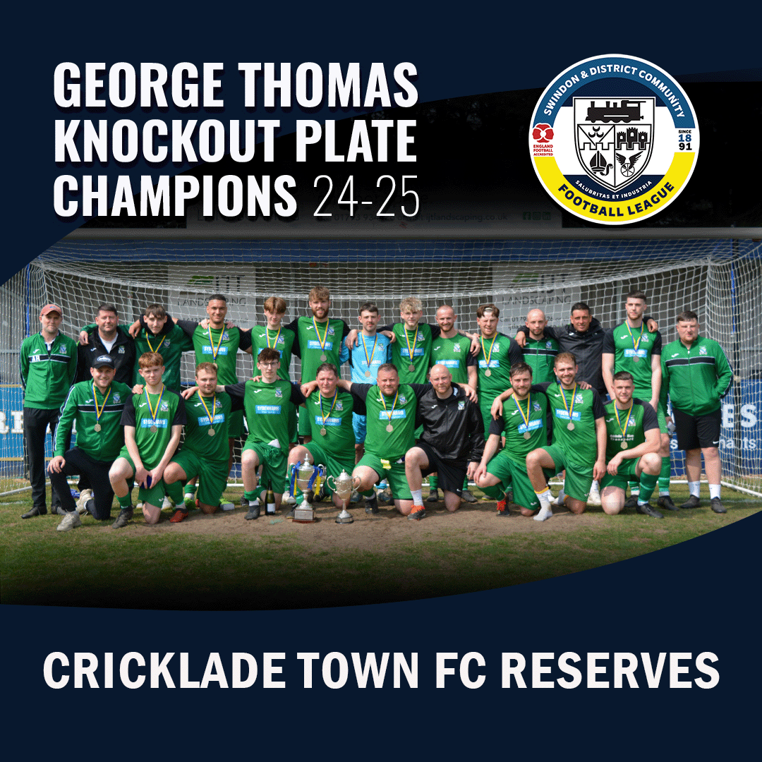 Big congrats to Cricklade Town FC Reserves, champions of the 2024-25 George Thomas Plate Final. Well done to Redhouse FC Reserves, for putting up a tough fight yesterday morning, at Webbswood Stadium.