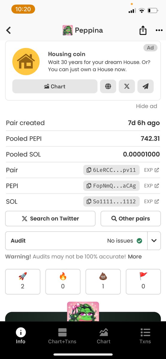 Warning ⚠️ 

Scammers are using the peppina Lego and image to scam watch out I have a image below of the fake peppina 

Do not buy!! 

I repeat do not buy the token below ⬇️