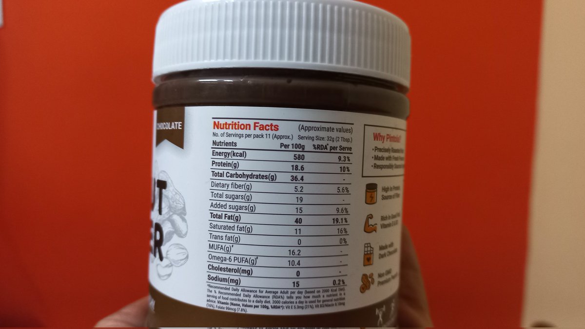Wtf Pintola dark chocolate peanut butter contains more sugar than protein (19gm sugar 18.6gm protein per 100gm serving) 🙄👎