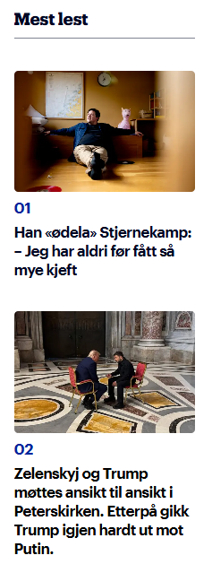 Også Aftenposten sine lesere vet å priortitere de viktigste nyhetene: