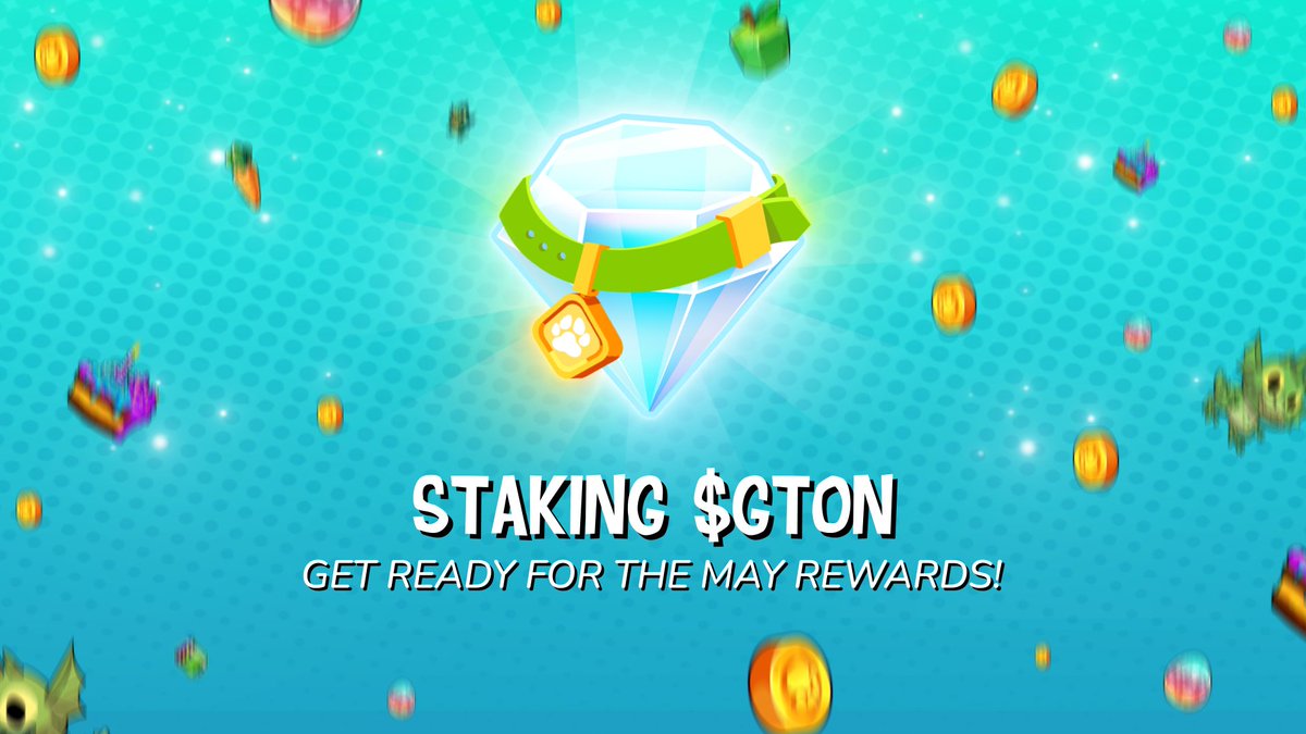 💎💪 May Staking $GTON! 

Keep the token on your game balance for a month and get generous rewards for it. 

💎 May Staking $GTON Awards:

250 — Hard cake x3 | 25 000 gold coin | Slice of cake x5 | Ordinary egg x5 | Ordinary gattobox x5

500 — Square apple x4 | 50 000 gold coin |