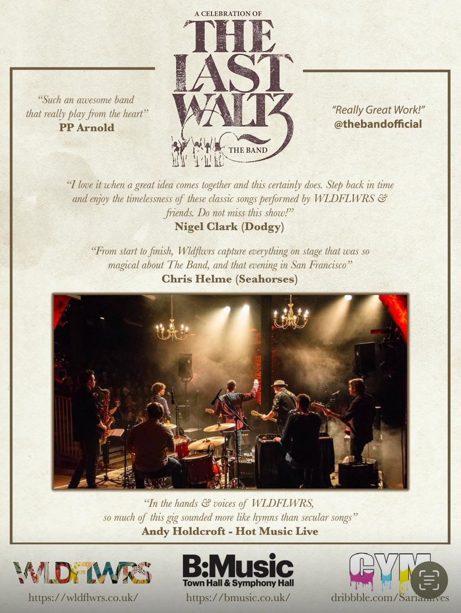 Tickets available for our Last Waltz gig at Birmingham Town Hall! Don’t miss x