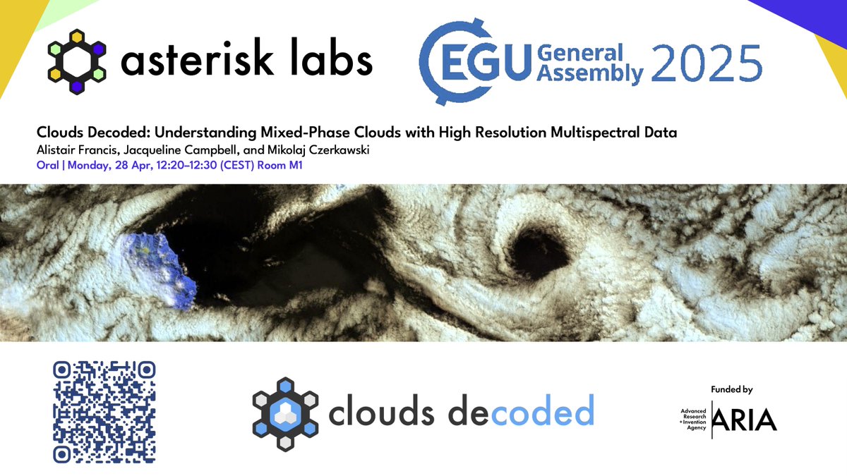asterisk_labs's tweet photo. Tomorrow at @EuroGeosciences: 𝐚𝐬𝐭𝐞𝐫𝐢𝐬𝐤 𝐥𝐚𝐛𝐬 presenting 𝐂𝐥𝐨𝐮𝐝𝐬 𝐃𝐞𝐜𝐨𝐝𝐞𝐝 🌫️

(28 April at 12:20) Join us for early results, validation and future perspective for studying clouds in Sentinel-2 data!

https://t.co/AqXlpVr6Zj

funded by @ARIA_research https://t.co/RxtMq55VUf