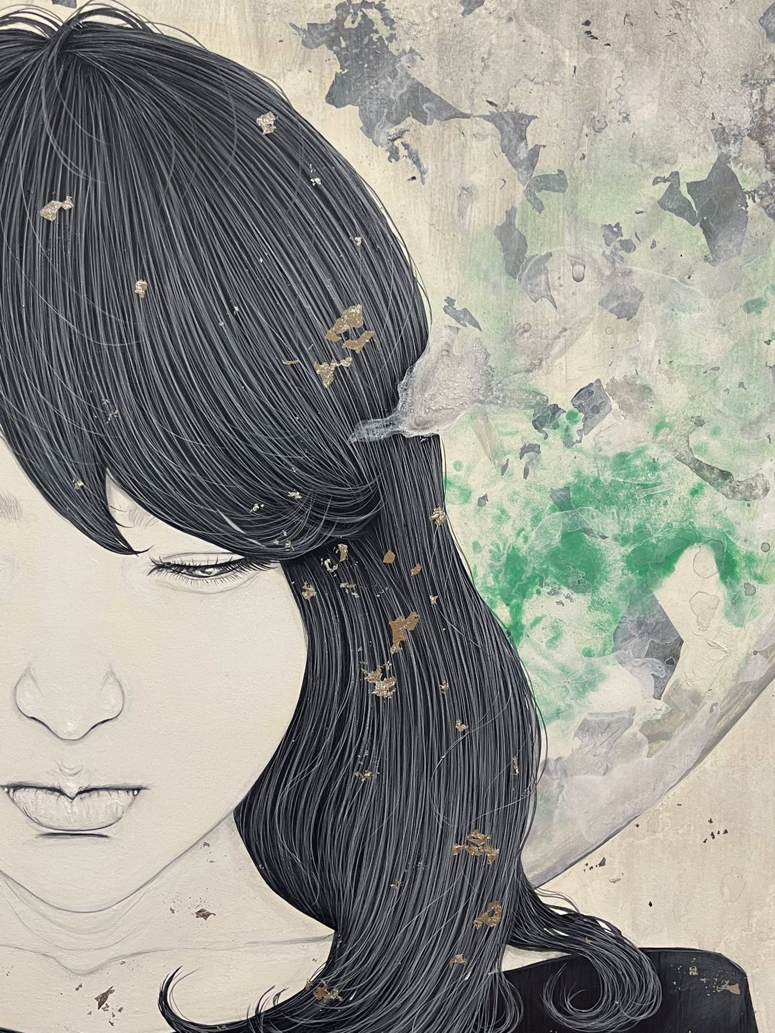 真作【宇美】川島優 KAWASHIMA Yu Ability 日本画4号 美人画 印、額裏