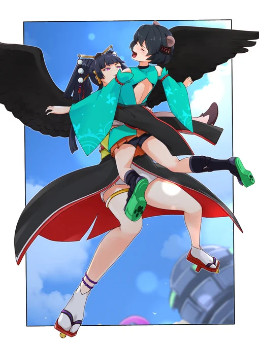 リクエストにて描かせて頂いた空中ベアハッグの絵です。ご依頼頂きありがとうございました