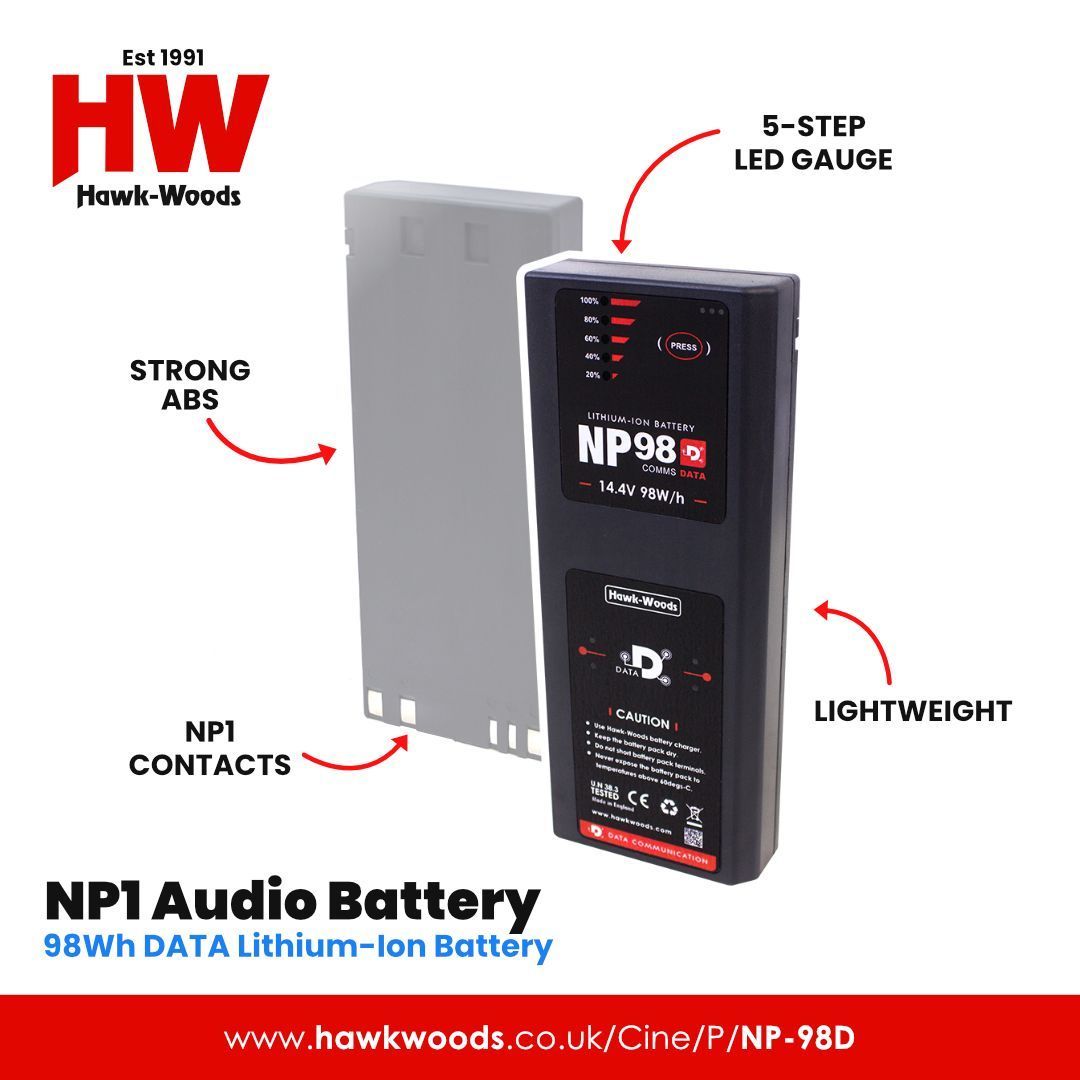 Hawk_Woods's tweet image. 🔦 Spotlight Sunday: NP-98D ⚡

The NP-98D is a 98Wh NP1 battery built for sound recordists needing all-day power. Supports data comms with Sound Devices 833 / 888 / Scorpio when paired with NPD1 or NPD-TA4.

#SpotlightSunday #HawkWoods #SoundDevices #AudioGear #SoundRecordist
