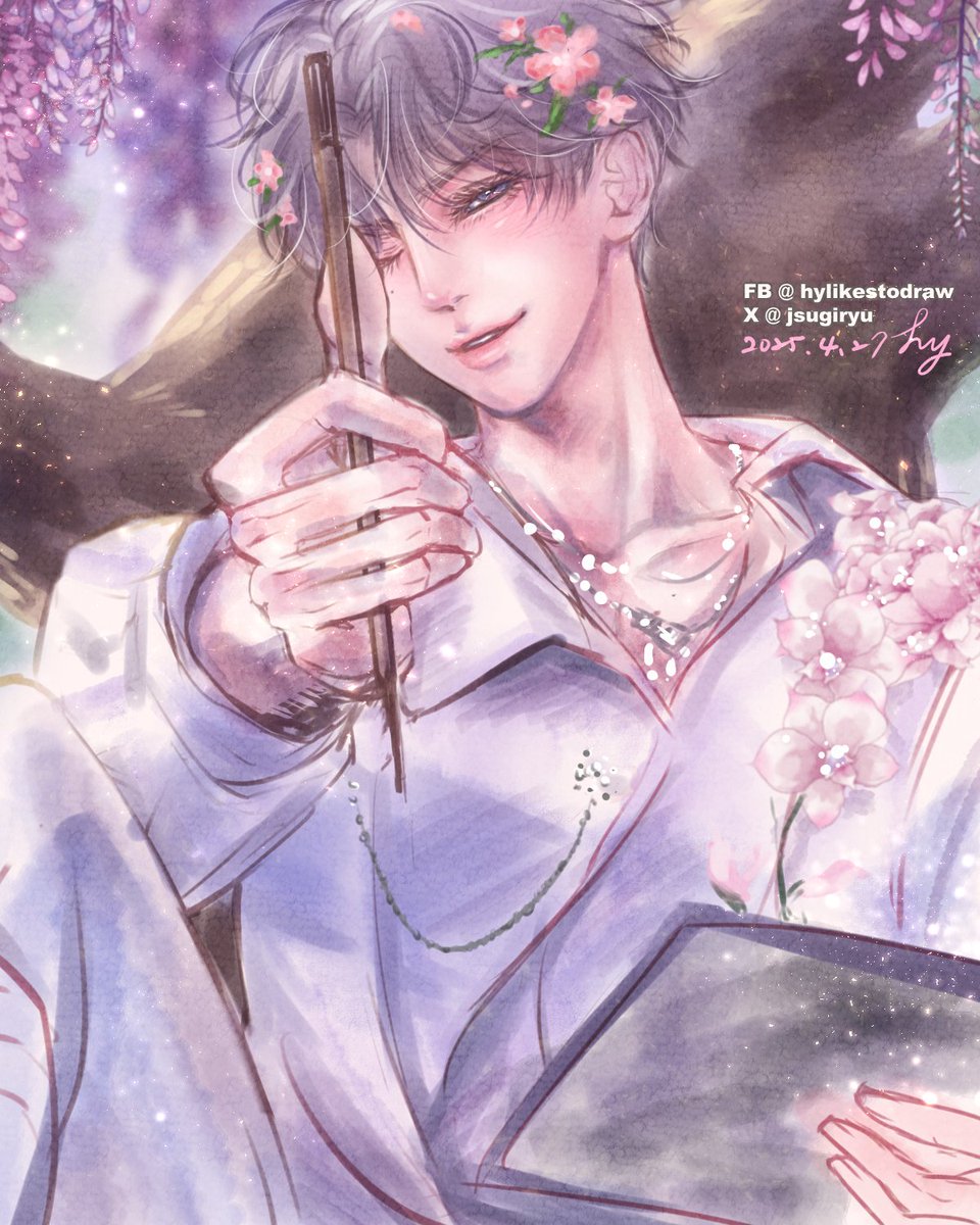 太喜歡了忍不住迅速塗一張~
你畫我~我畫你~~
順便幫你戴上小花花🌸🌸🌸
#戀與深空 #LoveandDeepspace #恋と深空
#ホムラ #祁煜 #Rafayel