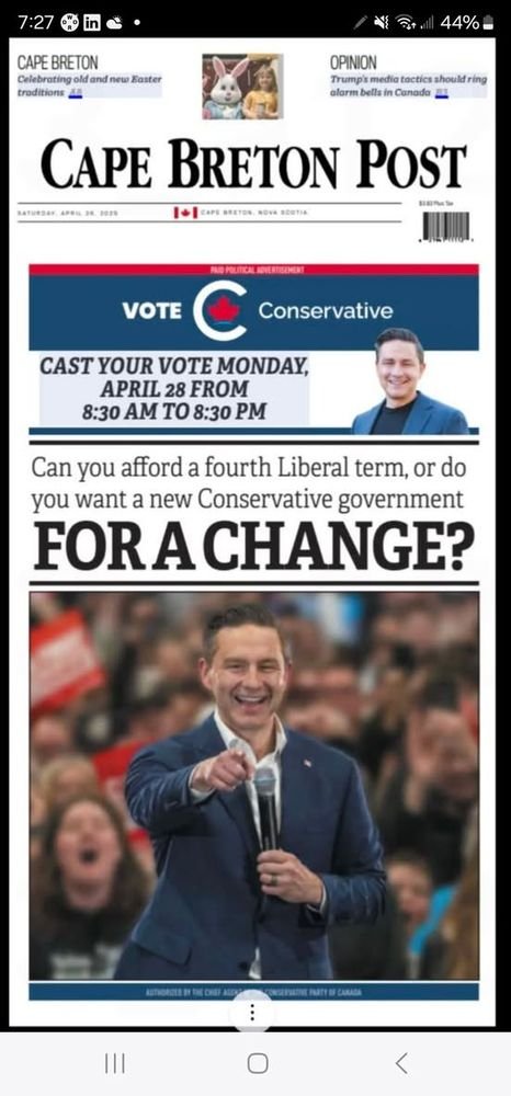 PEIPolNews's tweet image. Sally Pitt - I just can&apos;t believe this.  Front page of PEI Guardian &amp;amp; Cape Breton Post today. A political ad made to look like news.  Wrong on so many levels, regardless of which political party is involved.  The front page is the face of the paper,to its readers.  Wrong. Wrong.