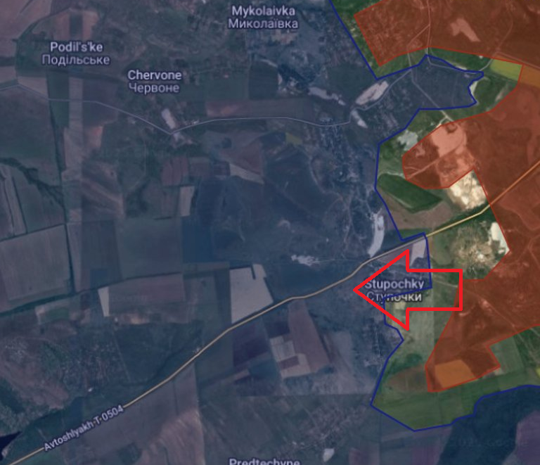 ⚠️#Donbass - Front Nord : Sud Chasov Yar
▶️Percée🇷🇺 à Stupochki (Sud de Chasov Yar) en direction de Konstantinovka
➡️Le contrôle🇷🇺 de Stupochki déteriore fortement le dispositif défensif otano-kiévien à Chasov Yar qui est en semi encerclement opérationnel