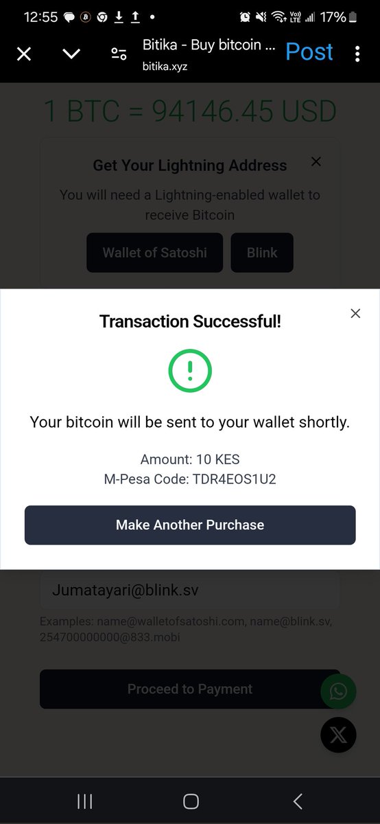 Update: I've just bought btc from mpesa to <a href="/blinkbtc/">Blink – The Everyday Bitcoin Wallet</a> LN wallet. It was effortless. Great job <a href="/bitika_KE/">bitika</a>