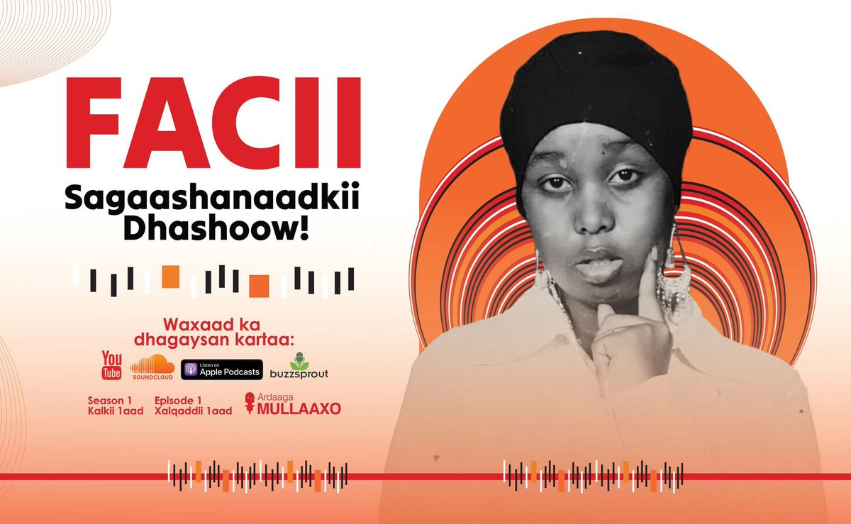 Facii Sagaashanaadkii Dhashoow!

Dhagaysi wacan!

Waxa aad ka dhagaysan kartaa:

Buzzsprout: buzzsprout.com/2461154/episod… 

Youtube: youtu.be/5gokn8xIk3Q