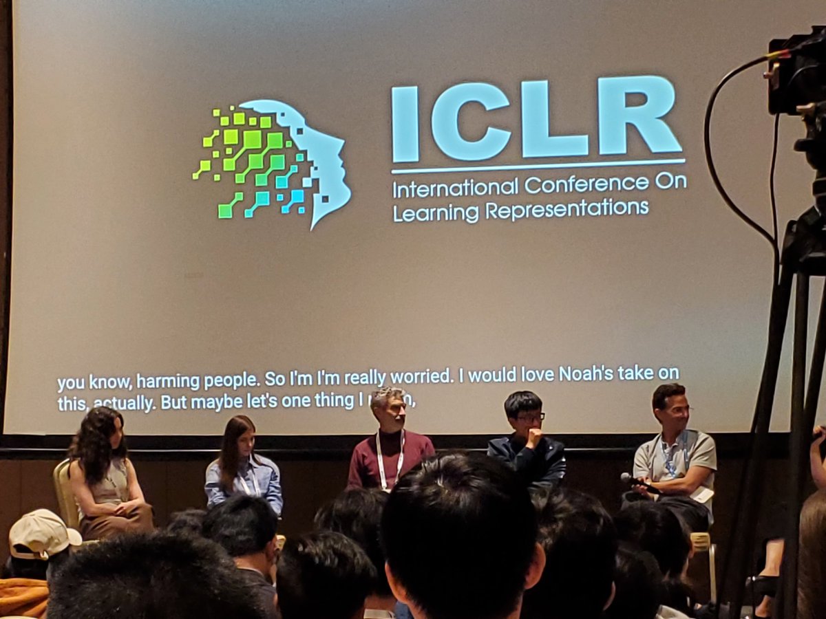 loubbrad's tweet image. Great panel on self improving foundation models w/o human supervision at #ICLR2025
Bengio - 'I find the name of this workshop very concerning'
Audience - *laughs nervously*