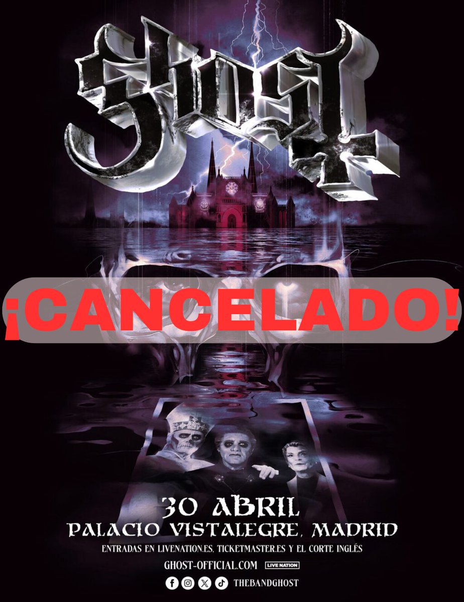 Lo + visto esta semana: 3 - GHOST cancelan su concierto de Madrid del miércoles 30 rockandrollarmy.com/magazine/2025/…