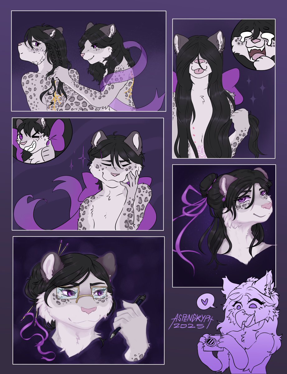 Panels commissioned by liliansnep 💜
Different hairstyles on her 2 sneps