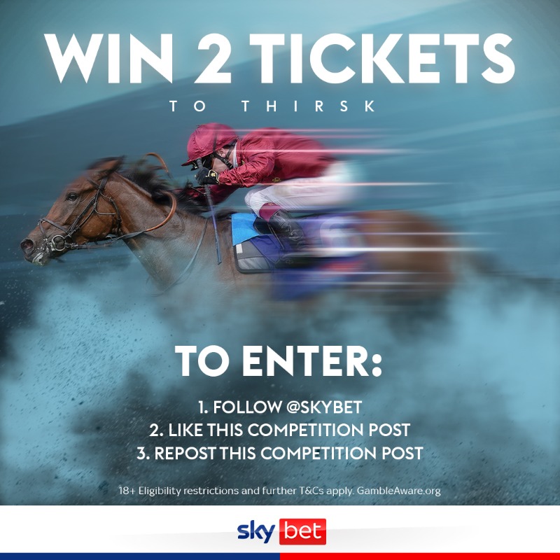 SkyBet's tweet photo. We are giving away 5 pairs of tickets to @SkyBet Irish Day on Saturday 17th May at @ThirskRaces ☘️🏇🎁

To enter:

◼️Follow @SkyBet
◼️Like this post
◼️Repost this post

The winner will be announced after 12pm on Tuesday ⏰

T&amp;Cs apply 👇