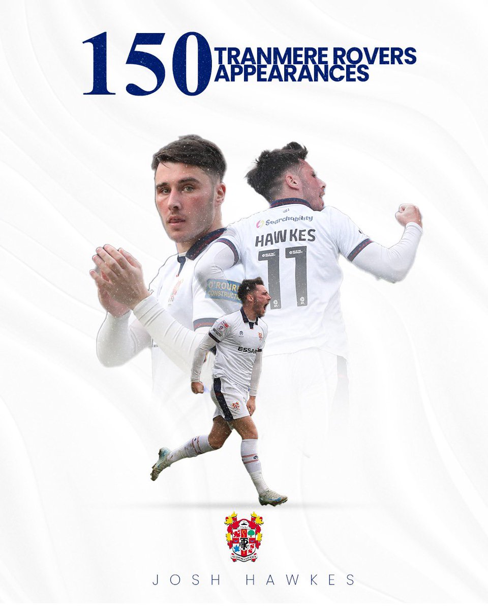 👏 <a href="/Joshhawkes5/">Josh Hawkes</a> made his 150th Tranmere Rovers appearance yesterday.

#TRFC #SWA