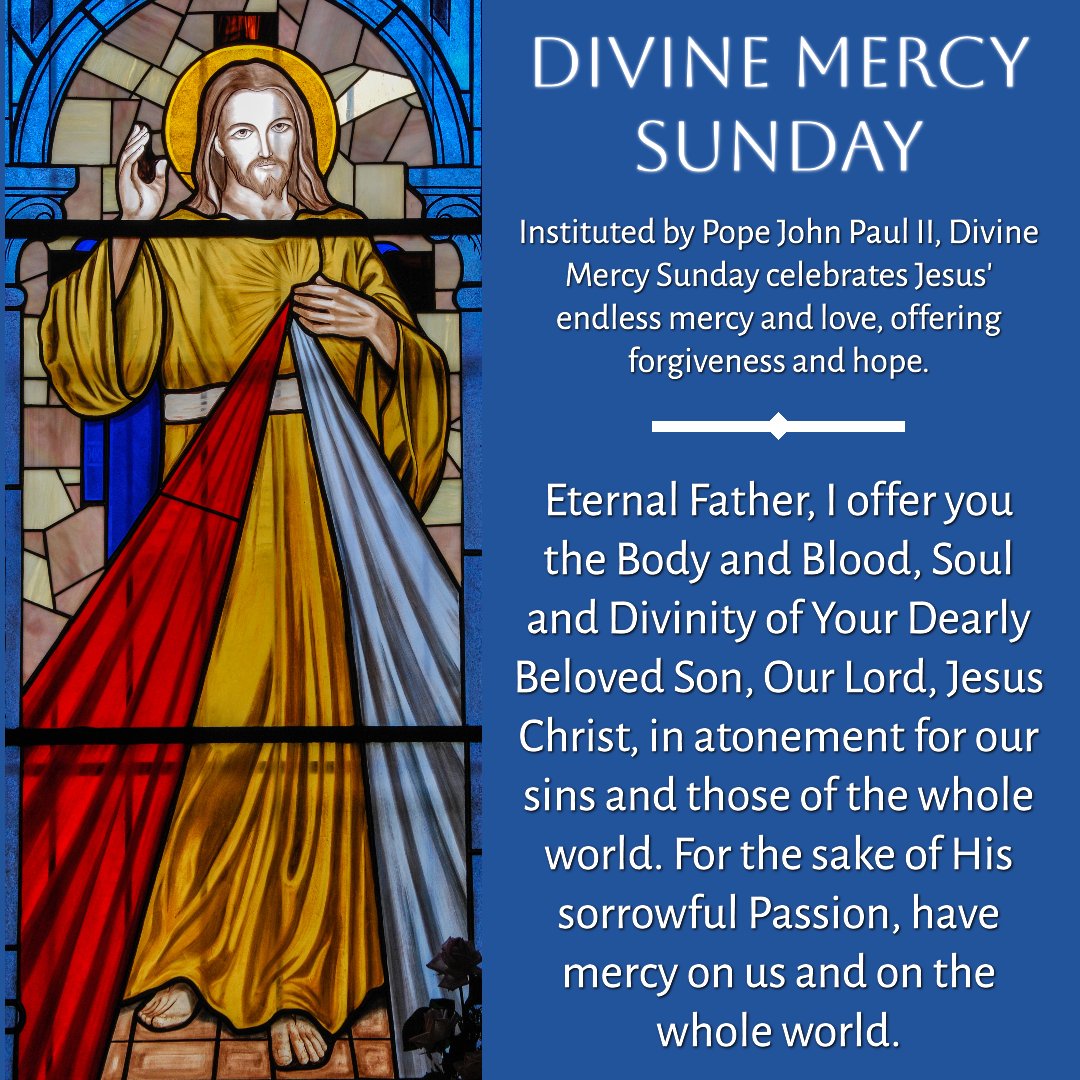 LazarusMinistry's tweet photo. Today, we celebrate the Second Sunday of Easter, Divine Mercy Sunday. Behind locked doors, Jesus breathes peace into fear and turns doubt into faith. May we open the doors of our hearts to His endless mercy and become vessels of hope for the world. #Jesus #JesusChrist #CatholicChurch #Catholic #DivineMercy #DivineMercySunday #EasterSeason #Mercy