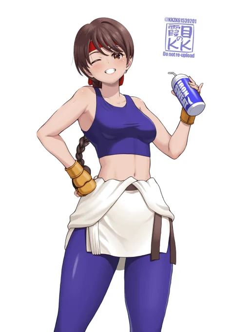 『THE KING OF FIGHTERS 』シリーズユリ・サカザキ#格ゲーキャラ描こうぜ #KOFXVふ～休憩～って感じのユリちゃん汗の表現難しい 