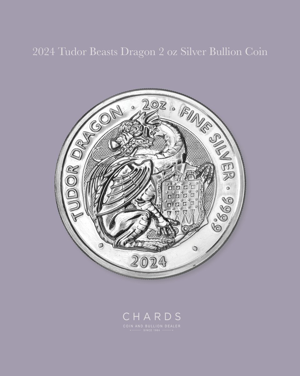 Chard1964Ltd's tweet image. 🌟 FINAL DAY of #NationalCoinWeek: 2024 Tudor Beasts Dragon 2 oz Silver Bullion Coin 🌟
 
It's Day 7 of #NationalCoinWeek! To wrap up this brilliant week, we're highlighting the 2024 Tudor Beasts Dragon 2 oz Silver Bullion Coin.
 
As the fifth bullion release in The Royal Mint's