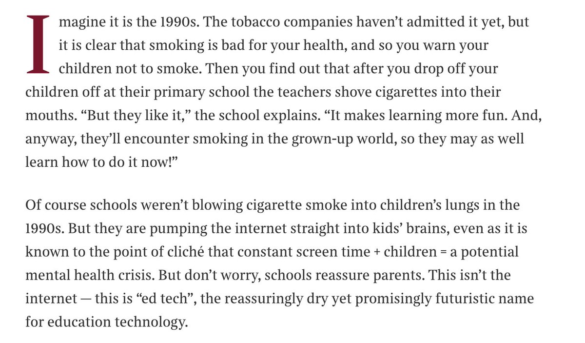 Jonathan Haidt (@jonhaidt) on Twitter photo As parents make progress on the first norm (no smartphone before 14), they increasingly notice that schools are putting screens on their kids' desks and gamifying the school day. <a href="/HadleyFreeman/">Hadley Freeman</a>, in <a href="/thetimes/">The Times and The Sunday Times</a>, lays out why this must change:
thetimes.com/comment/column… As parents make progress on the first norm (no smartphone before 14), they increasingly notice that schools are putting screens on their kids' desks and gamifying the school day. <a href="/HadleyFreeman/">Hadley Freeman</a>, in <a href="/thetimes/">The Times and The Sunday Times</a>, lays out why this must change:
thetimes.com/comment/column…
