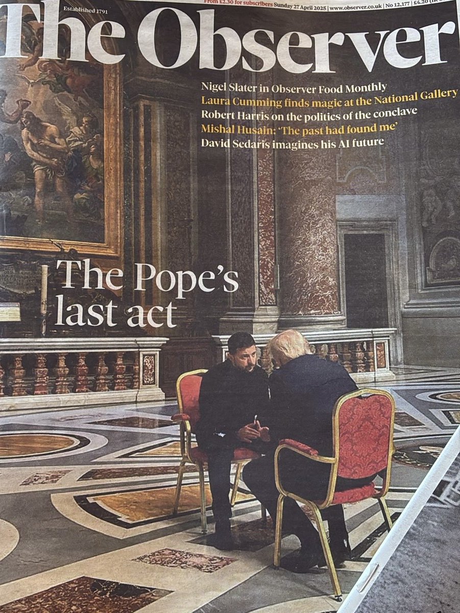 janemartinson's tweet image. Arresting cover image on first day of new #Observer - the leaders of US and Ukraine face to face before a higher power?