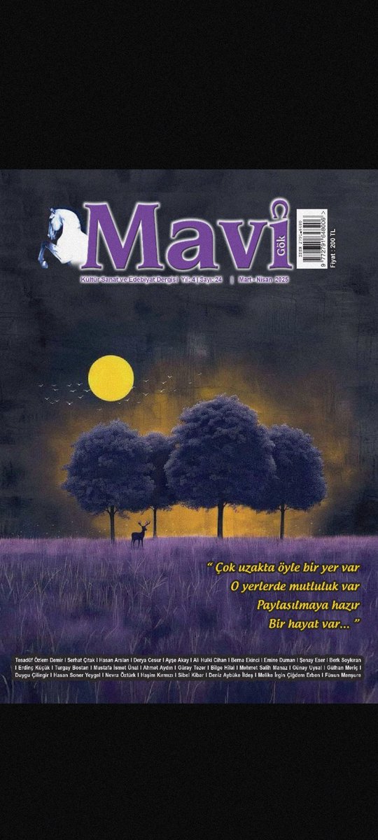 "Çok uzaklarda öyle bir yer var.
O yerlerde mutluluklar,
Paylaşılmaya hazır
Bir hayat var..."

Mavi Gök Dergi 24. Sayısı
'Ütopya ' temasıyla huzurlarınızda dostlar...

istanbulkitapcisi.com/mavi-gok-kultu…

babil.com/mavi-gok-kultu…

egitenkitap.com/mavi-gok-sayi-…