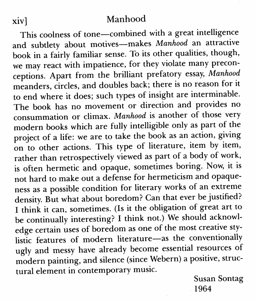Sontag on Leiris' "Manhood"