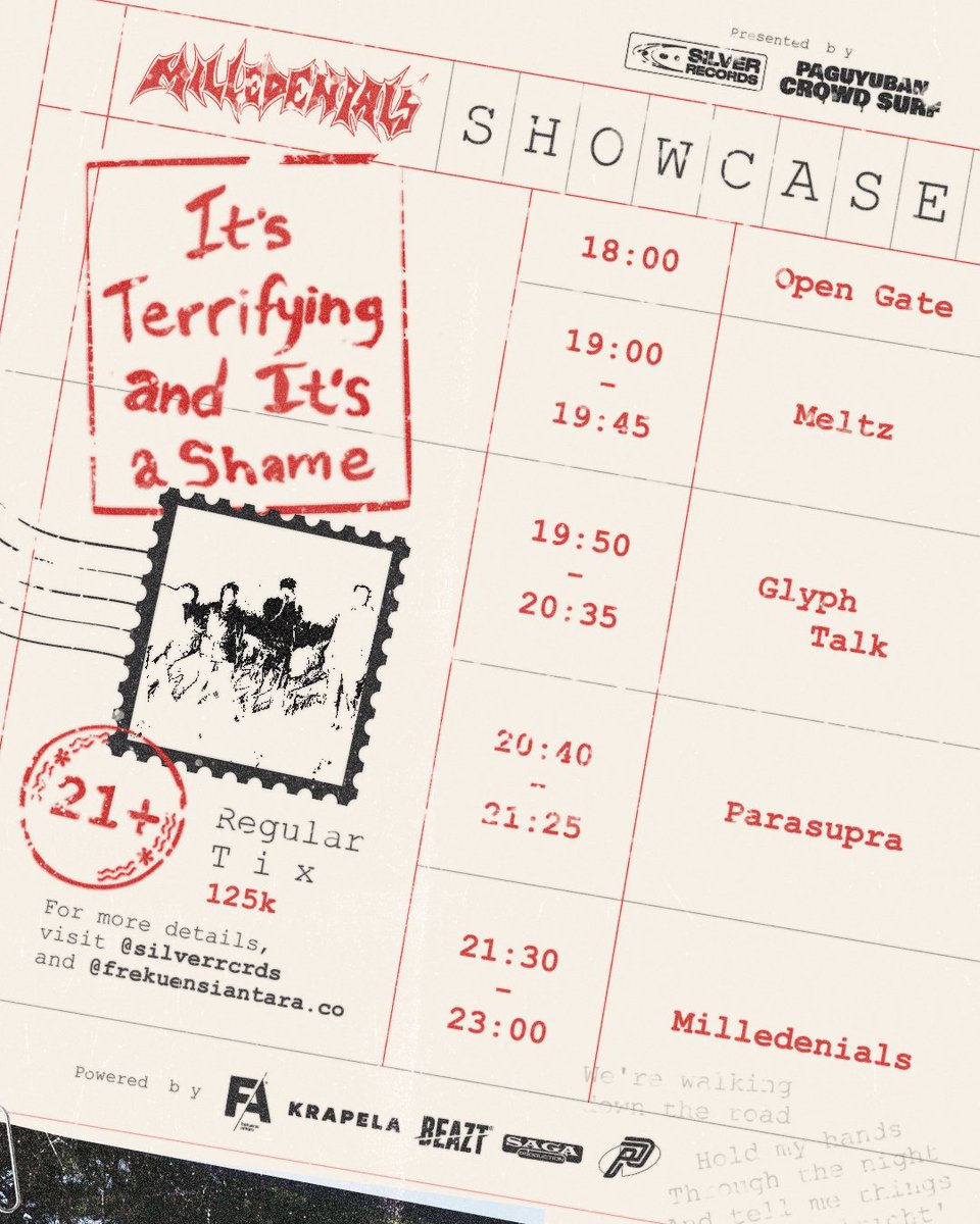 Hari ini manggung kedua kali <a href="/meltzforever/">MELTZ</a> setelah kemarin di acara Pokta. Malam ini di perhelatan showcase EP <a href="/milledenials/">NO CONTEXT MILLE🫂</a>. Siapa tau berkenan hadir, bertempat di Krapela. Main jam 7 nih, gowww!