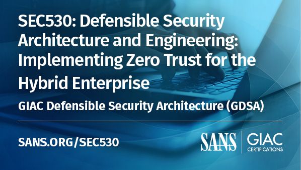 SANSDefense's tweet photo. ๐ Protect your enterprise like a pro with Defensible Security Architecture and Engineering: Implementing Zero Trust for the Hybrid Enterprise! Try the FREE preview and see why SEC530 is a game-changer. ๐ก๏ธ๐ก #ZeroTrust #SEC530 https://t.co/jUVIITTEEP https://t.co/UHHgHYc35Q