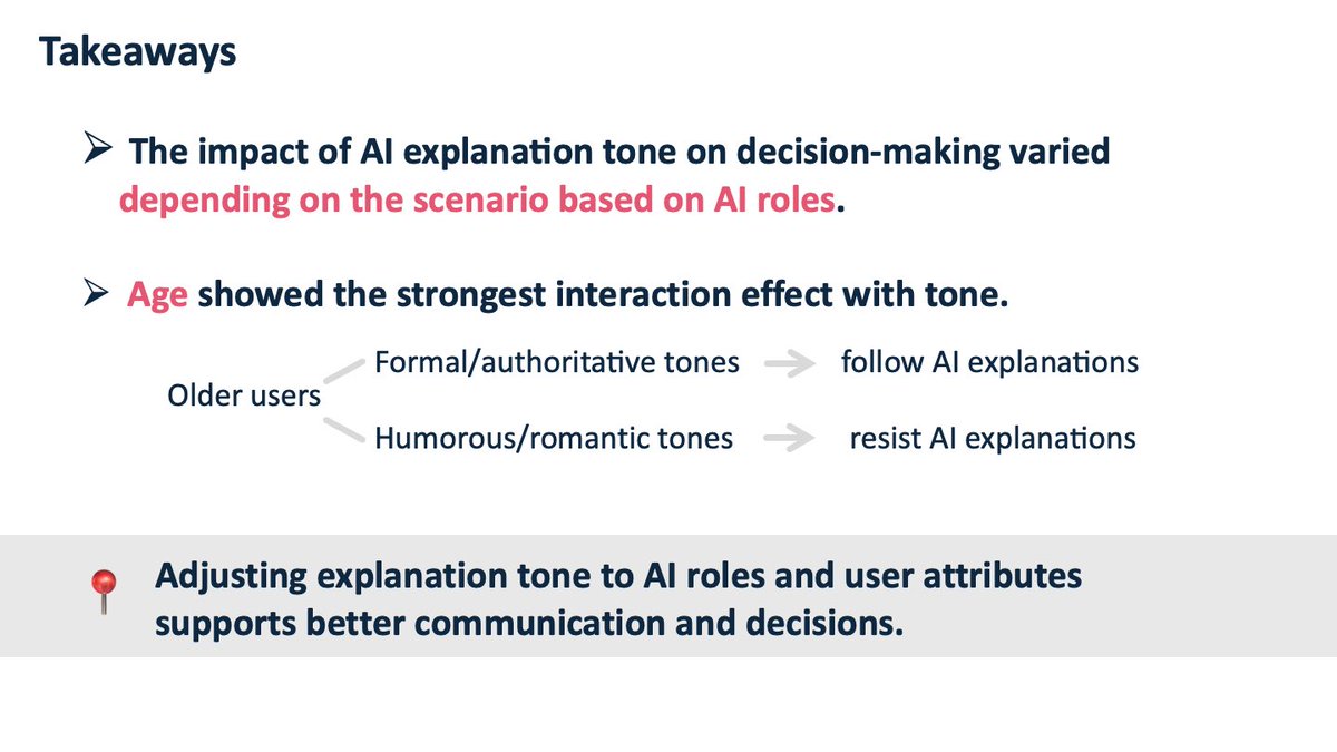 CHI2025 では <a href="/ay_ok_111/">ao</a> 主著の”Do Expressions Change Decisions? Exploring the Impact of AI's Explanation Tone on Decision-Making”の発表があります！