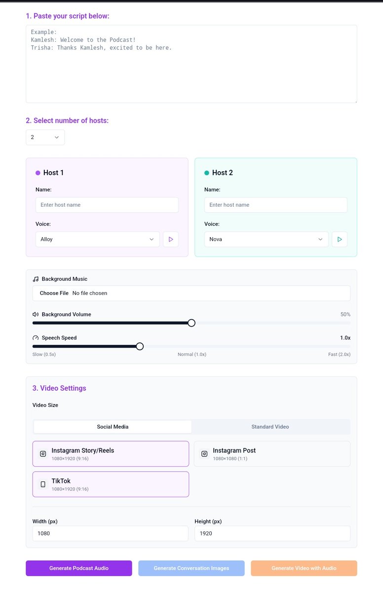 kamlesh98607's tweet photo. Turn your scripts into podcasts and social videos no signup, no cost, no hassle. 100% free!
Customize voices, add music, and choose video sizes for YouTube, Instagram, TikTok #Podcast #ContentCreation #AI #podcaster #पॉडकास्ट #AIpodcast #freepodcast #podcastclip #podcastandchill https://t.co/WXdf0XiMpY