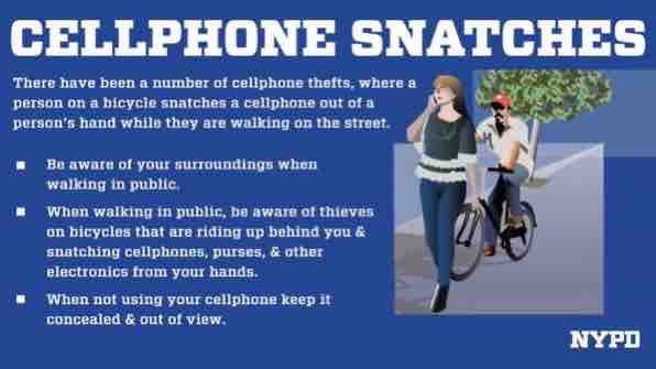 Be aware of of your surroundings when using your cell phone in public.