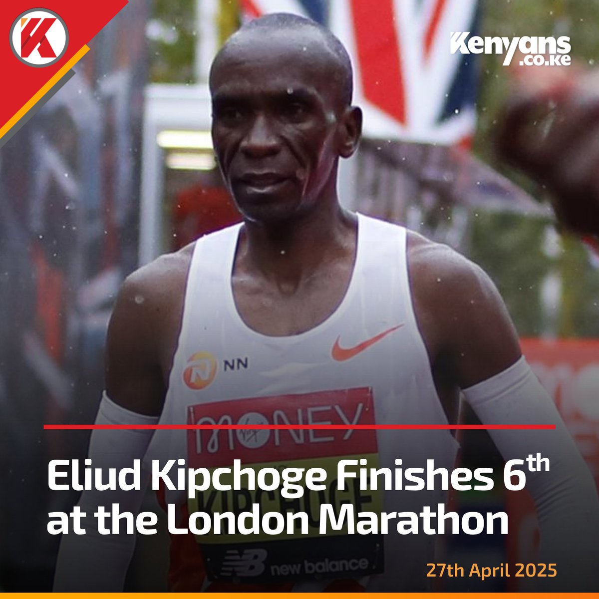 Kenyans's tweet photo. Eliud Kipchoge finishes 6th at the London Marathon https://t.co/hGrmw0igem