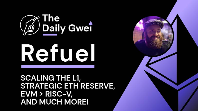 sassal.eth/acc π¦π (@sassal0x) on Twitter photo The latest <a href="/thedailygwei/">The Daily Gwei π¦π</a> Refuel is ready for your consumption! β½
Today's topics:
- Scaling the L1 π€
- Strategic ETH reserve π°
- EVM > RISC-V? π€
- and much more β
Watch π
youtu.be/dhWbkXzgOW8 The latest <a href="/thedailygwei/">The Daily Gwei π¦π</a> Refuel is ready for your consumption! β½
Today's topics:
- Scaling the L1 π€
- Strategic ETH reserve π°
- EVM > RISC-V? π€
- and much more β
Watch π
youtu.be/dhWbkXzgOW8
