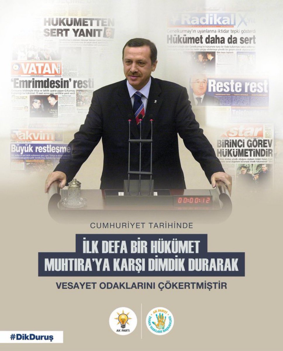 Boyun eğmeyecekti,ne muhtıra ne darbeye!

Milletinin desteğini almış bir lider,vesayete karşı hep aynı cevabı verdi!

Anadan delikanlı doğan,milletin adamı Recep Tayyip Erdoğan!

 #DikDuruş