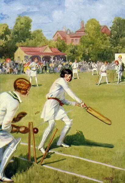 It wasn't just boys magazines that used the epic heroics of school cricket to lure in young readers between the wars ... it also appealed to young ladies, as this cover from the mid 1930s shows
