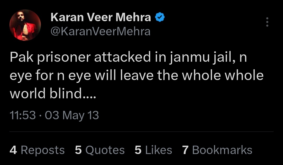 lifebeyo's tweet photo. @ShanayaWhisper @KaranVeerMehra @KushalT2803 Awww pakistani sympathizer ka dikh gaya 🤬 eye for n eye ki reality 

#KaranveerMehra #ChumVeer https://t.co/zHf7X6UKtG