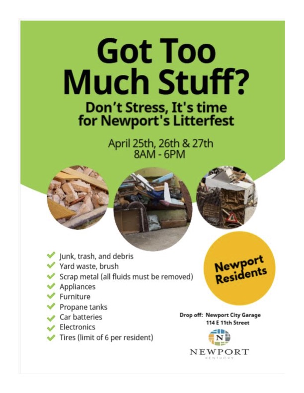 Today is the last day for Litterfest 2025! Bring your accepted items down to the Newport City Garage today before 6:00 p.m.