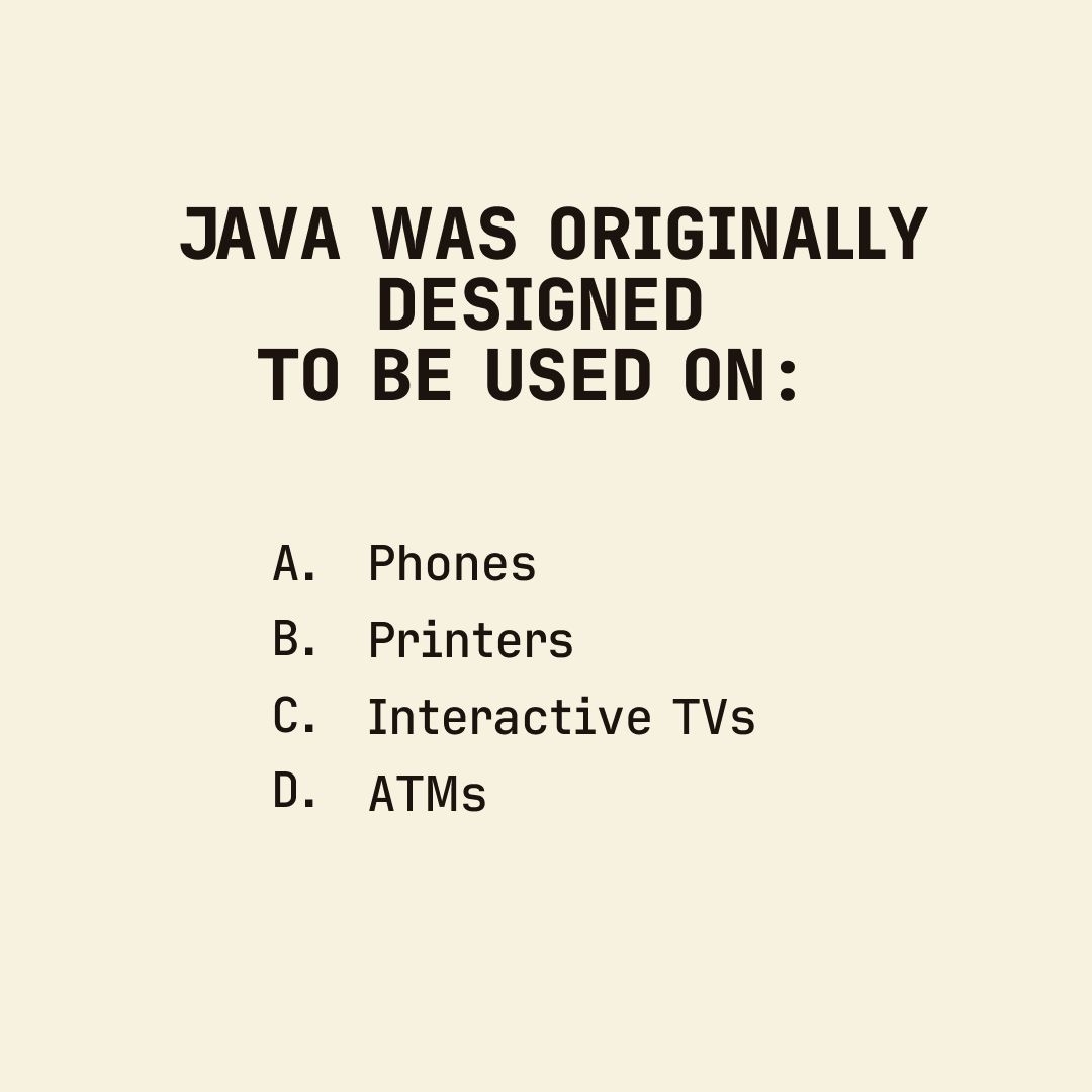 How well do you know what #Java was really meant for? 👀 
#Java30Countdown #Java30