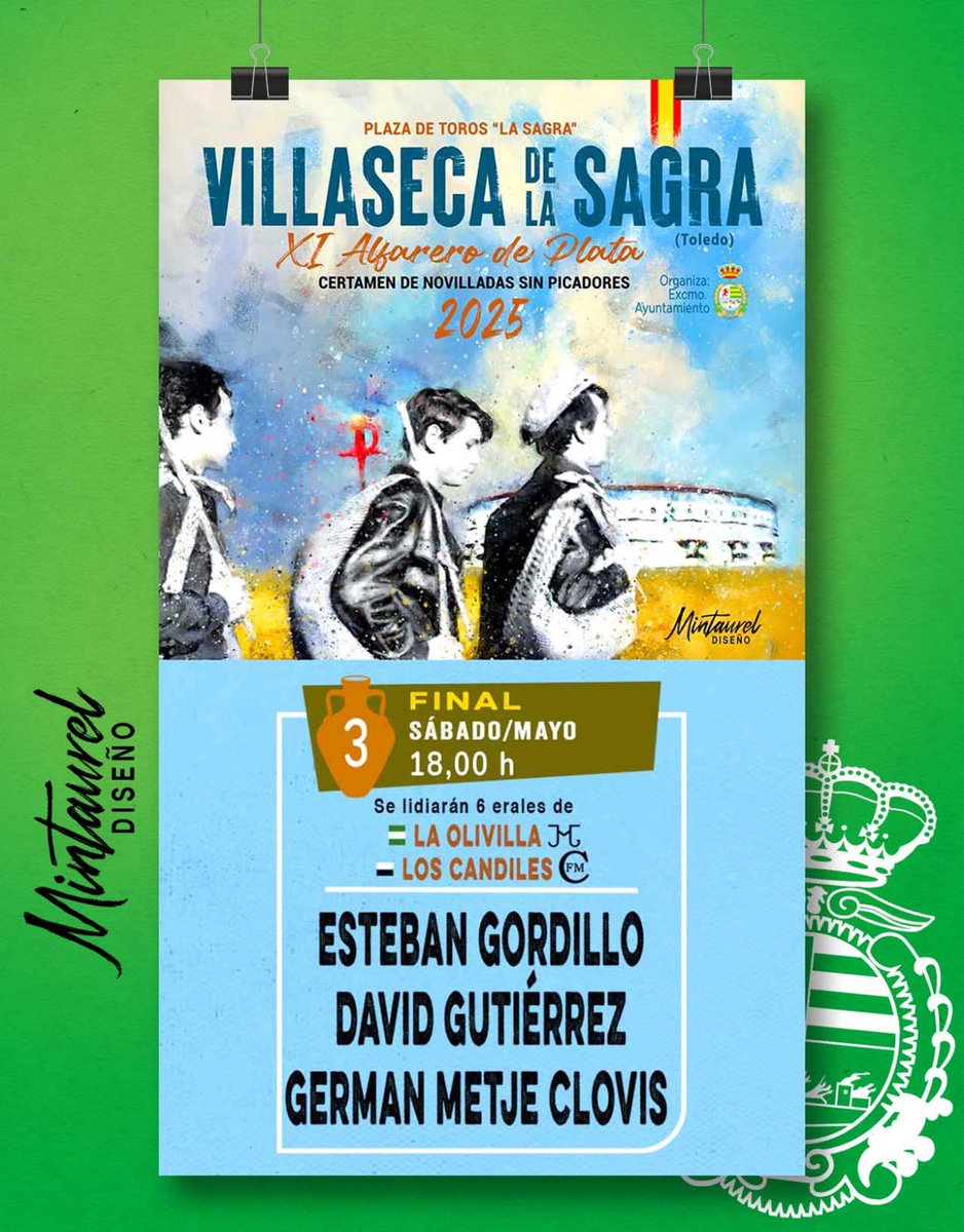 Villasecatoros's tweet photo. Gran Final XI Alfarero de Plata 2025 @LaOlivillatoros #loscandiles para Esteban Gordillo
David Gutiérrez
Germán Clovis
Sábado 03 Mayo, 18:00 horas!!
Os esperamos!! https://t.co/Wj3GUgI4XJ