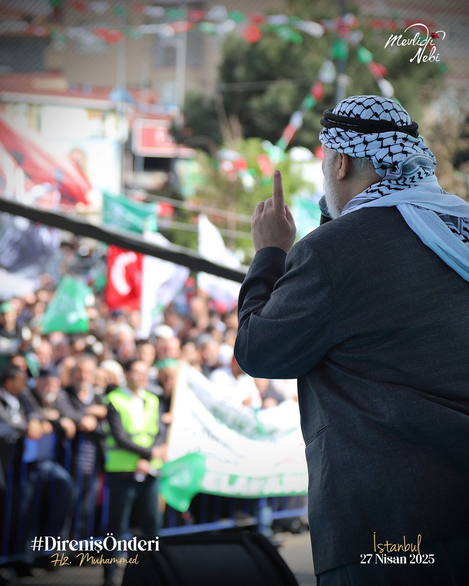 İstanbul Bağcılar Meydanı'nda "#DirenişÖnderi" temasıyla düzenlenen Mevlid-i Nebi etkinliği Hamas Yetkilisi Mervan Ebu Ras konuşmalarını yaptı.