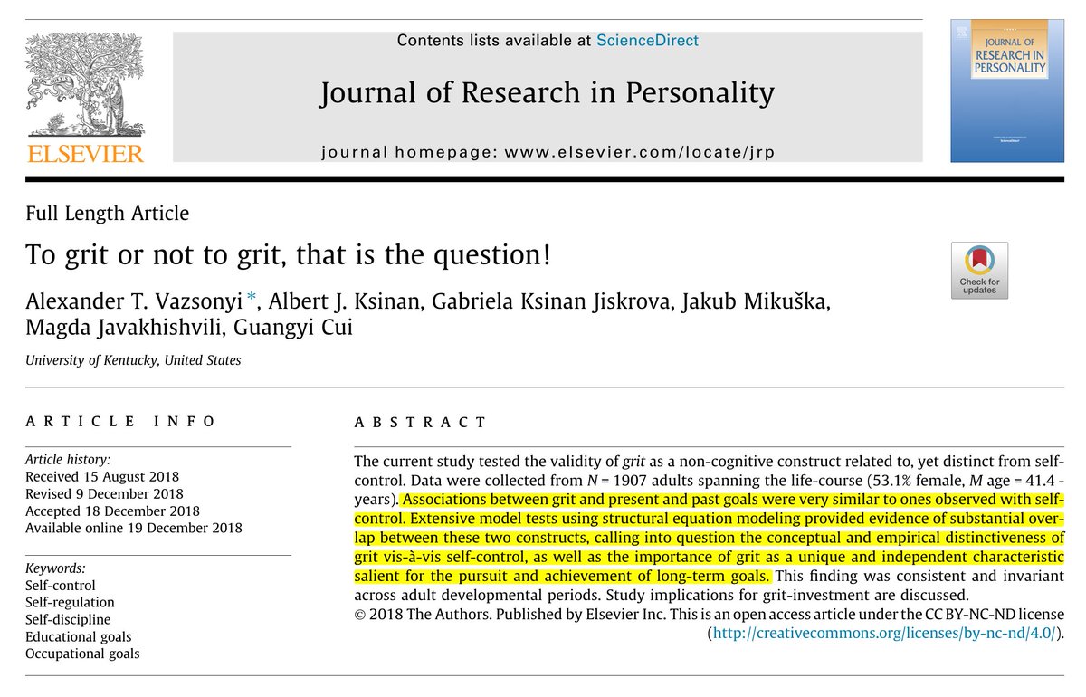 Azimli bir şekilde çaba göstermek, uzun vadeli hedeflerde başarıyı öngörmede güçlü bir faktör. 
Ancak bu kişilerde aynı zamanda öz kontrol yeteneği de çok yüksek. Bu da onları çabalamaktan alıkoyacak caydırıcılara karşı koruyor.