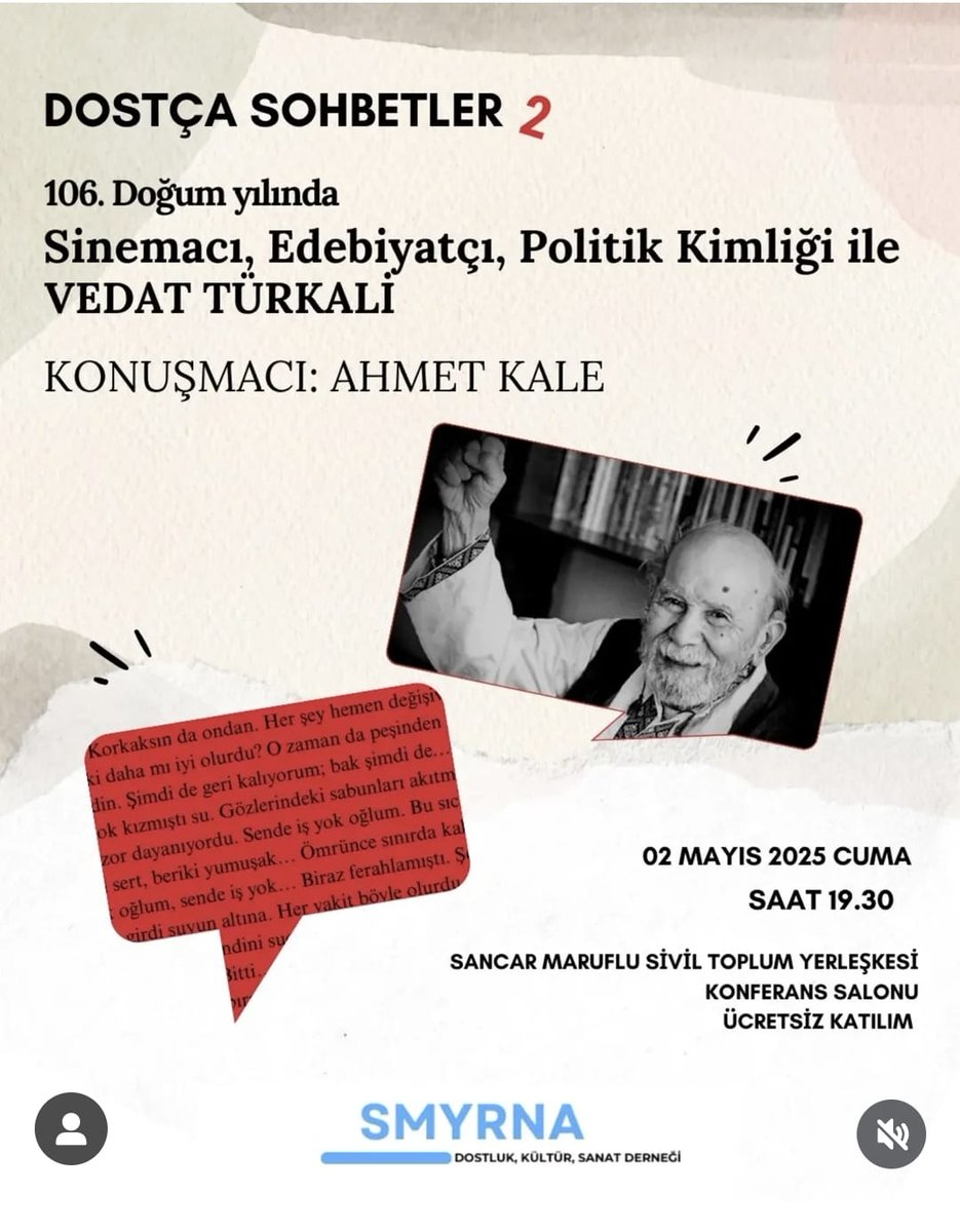 #smyrnadostlukkültürsanat #smyrnadostlukkultursanatdernegi #dostçasohbetler #sancarmaruflusiviltoplumyerleşkesi #ücretsizetkinlik