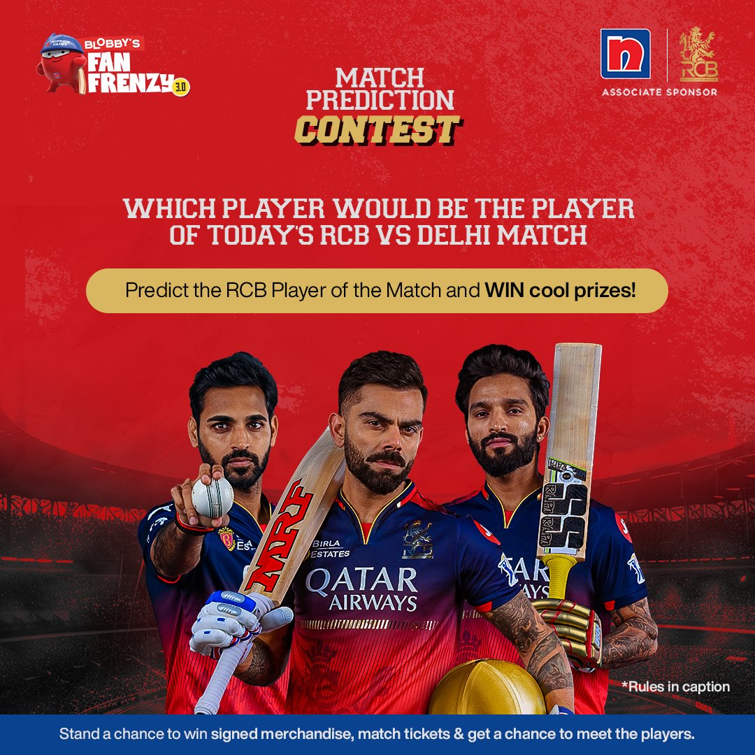 Nippon Paint India (@nipponindia) on Twitter photo Predict the RCB Player of the Match and WIN cool prizes!
Rules:
Comment your answer tagging 3 friends
Use #BlobbysFanFrenzy
Follow <a href="/NipponIndia/">Nippon Paint India</a>
#NipponPaint #NipponPaintIndia #RCB #RCBMatchDay #Contest #Giveaway Predict the RCB Player of the Match and WIN cool prizes!
Rules:
Comment your answer tagging 3 friends
Use #BlobbysFanFrenzy
Follow <a href="/NipponIndia/">Nippon Paint India</a>
#NipponPaint #NipponPaintIndia #RCB #RCBMatchDay #Contest #Giveaway